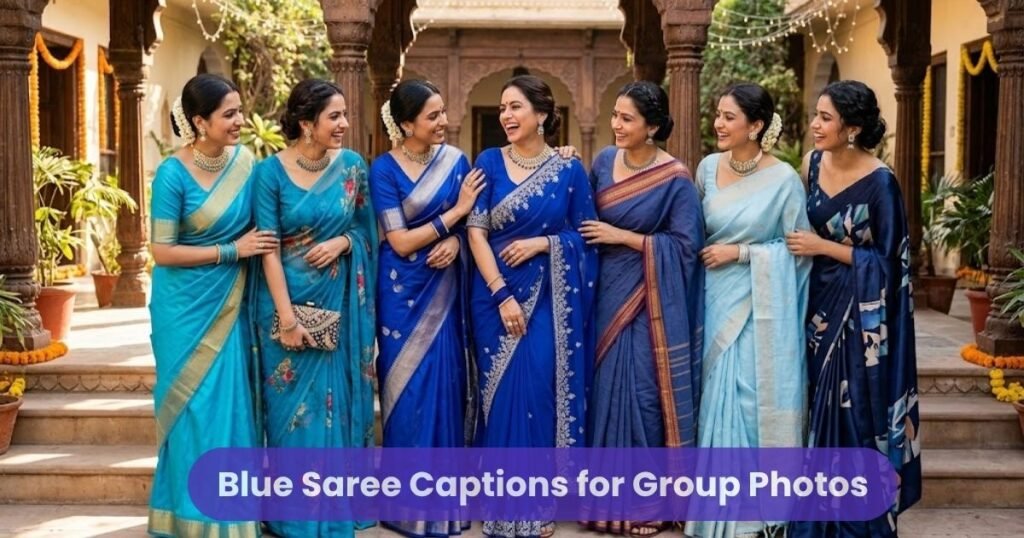 Blue Saree Captions for Group Photos