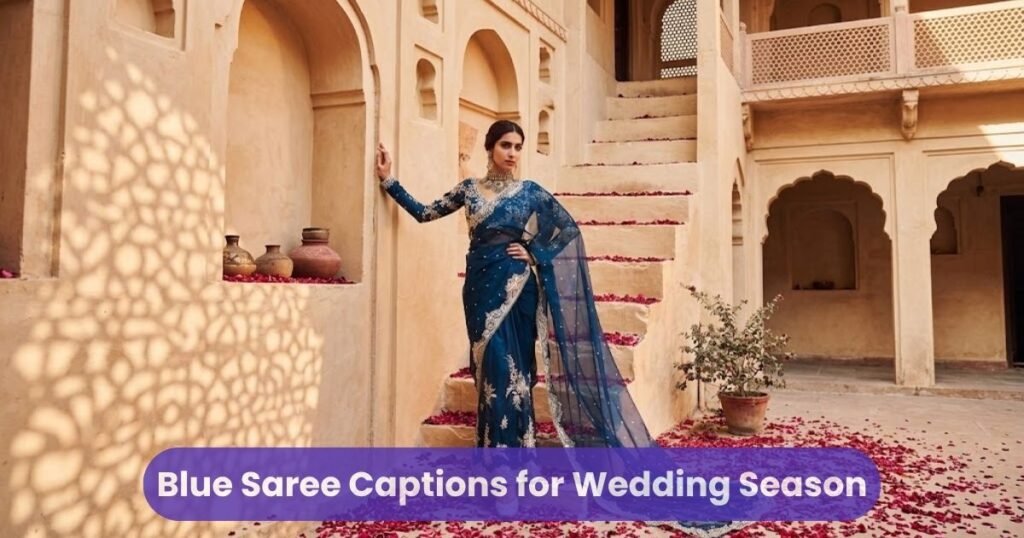 Blue Saree Captions for Wedding Season