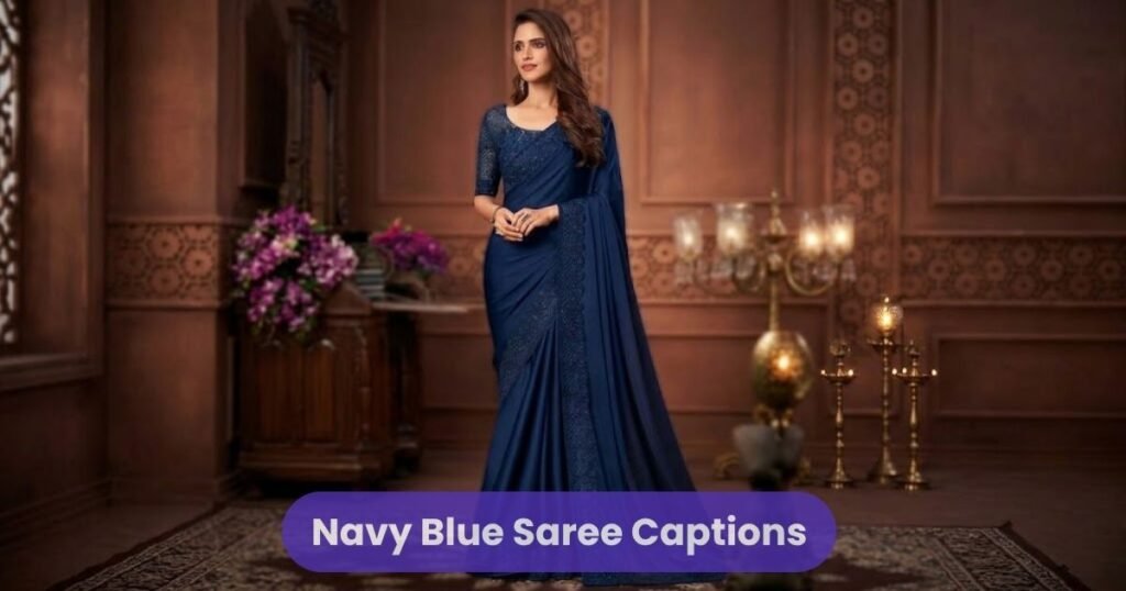 Navy Blue Saree Captions